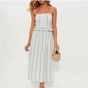 Tuckernuck Striped Midi Dress in White and Green